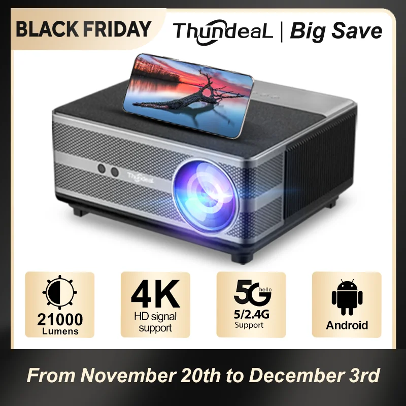 ThundeaL Full HD 1080P Projector TD98 WiFi LED 2K 4K Video Movie Beam TD98W Android Projector PK DLP Home Theater Cinema Beamer