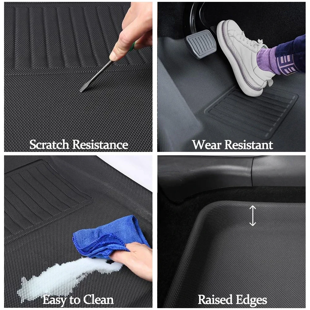 Floor Mats Boot Mat for Tesla Model Y Juniper 2025 Model 3 Highland Floor Liner All Weather Waterproof XPE Trunk Mat Cargo Liner