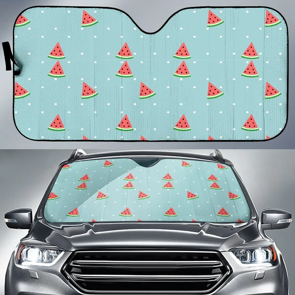 Watermelon Piece Polka Dot Blue Pattern Print Auto Sun Shade Car Windshield Window Cover Sunshade