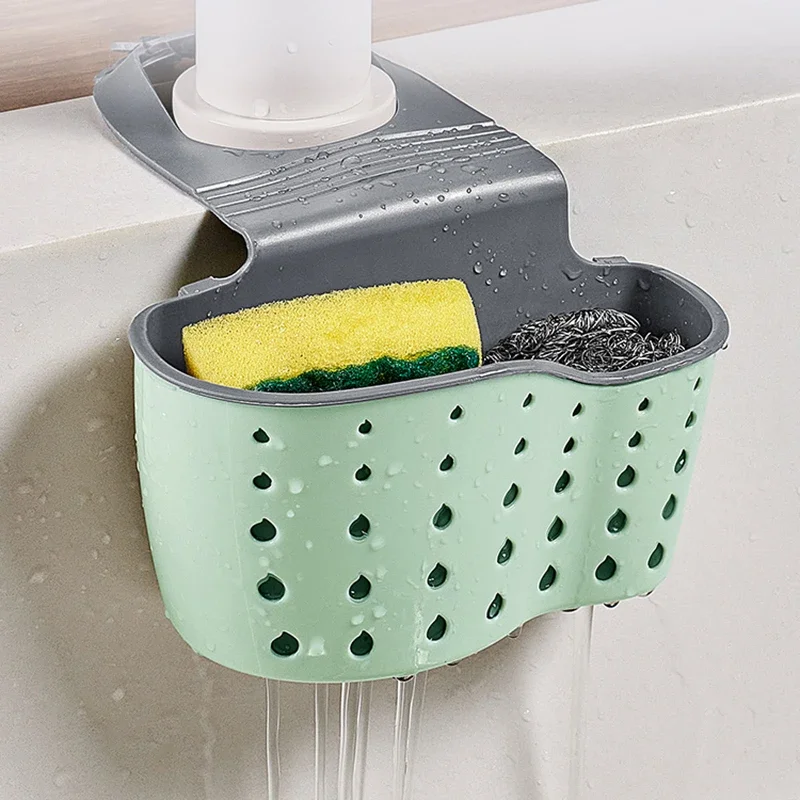 

Kitchen Sink Shelf Organizers Double-Layer Hanging Soap Sponge Storage Holder Accessories Silicone Drain Rack Basket Supplies