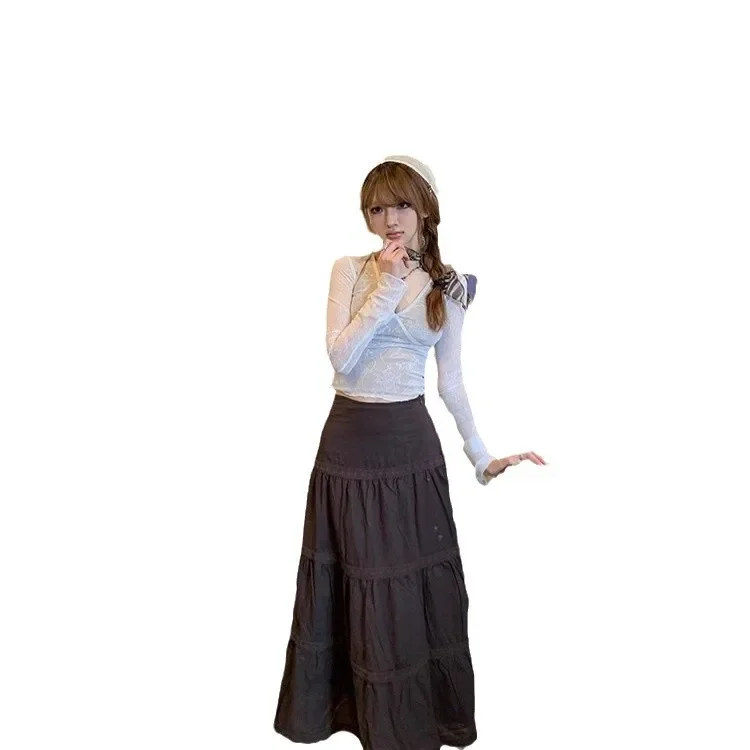 Jesienna, seksowna koszulka z dekoltem w serek, wyszczuplająca, z długim rękawem, damska bluzka z koronkową siateczką, modelująca i wygładzająca.