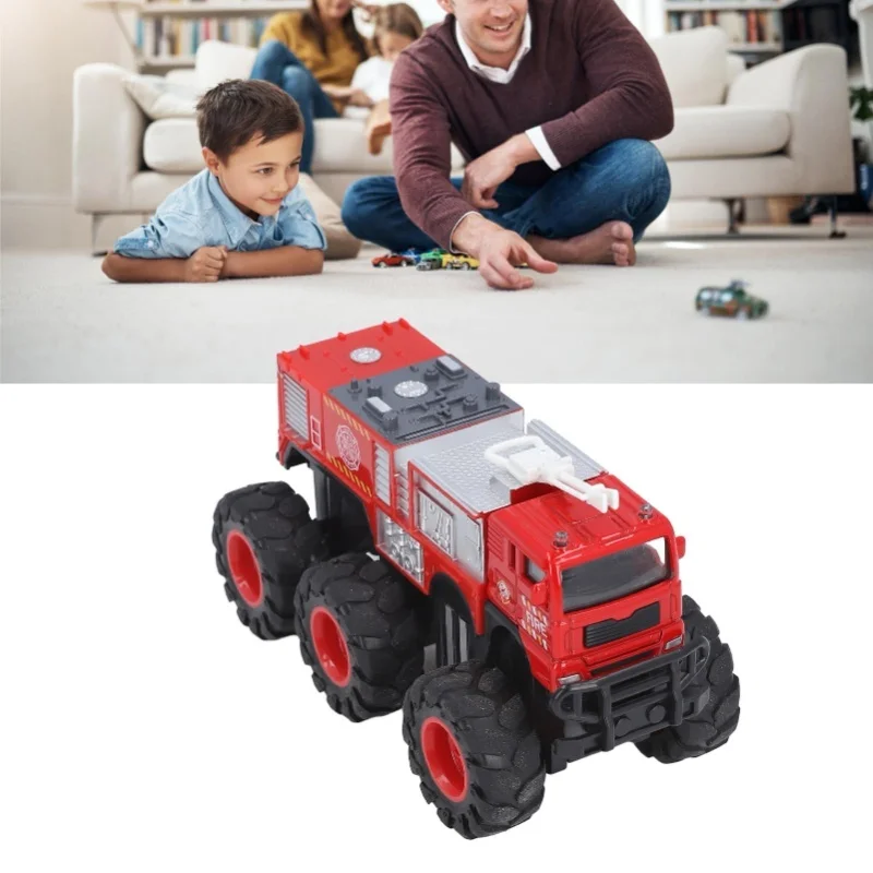 Veículos de caminhão de bombeiros fundidos em escala 1:16, liga realista, grande modelo de motor de incêndio com tração nas 6 rodas, veículo de pulverização
