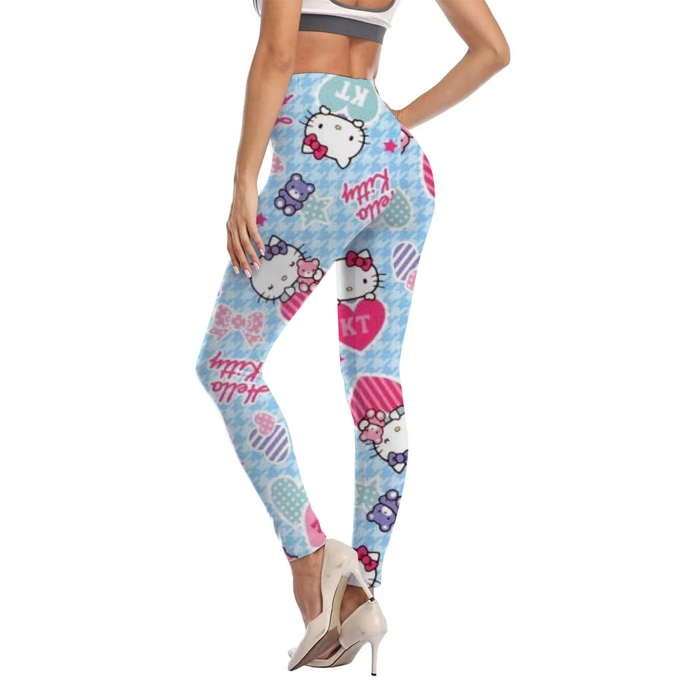 Fitness Women Sport Hello Kitty Kuromi print Waist Elastic Solid Yoga Leggings Gym Jogging Quick Dry Push Up Slim Pants Female