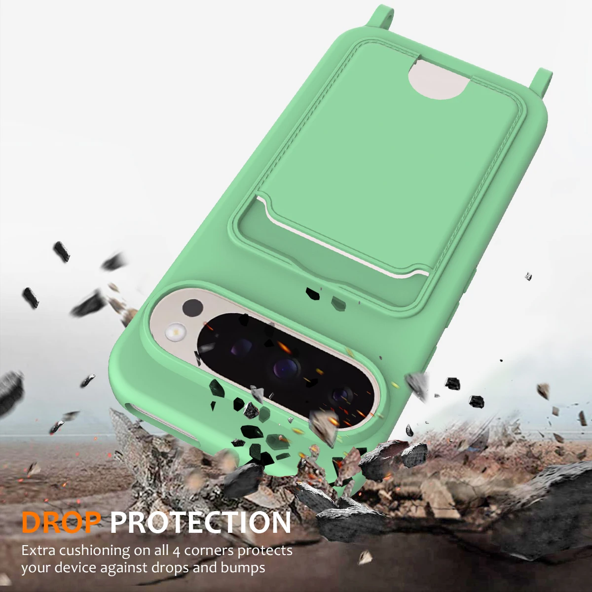 Crossbody Card Holder TPU Silicone Case for Google Pixel 9 Pro 10 8A 8 Pro, Shoulder Strap Soft Phone Cover with Retail Package