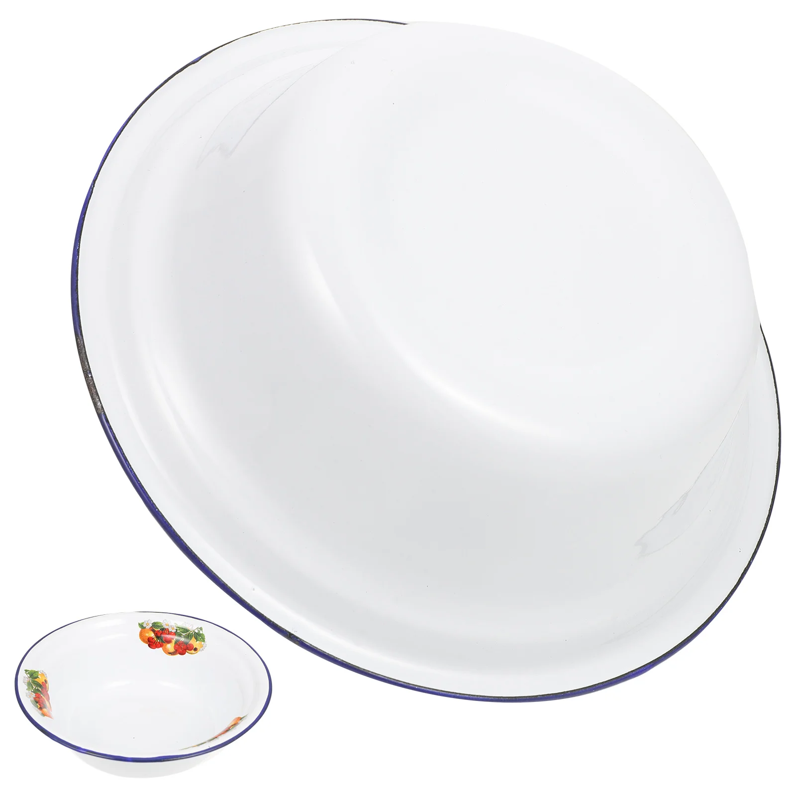 

Retro Enamel Soup Basin Thickened Storage Bowl For Kitchen Household Multipurpose Use Vintage Mixing Basin Food