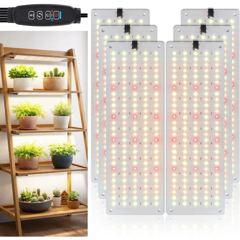 

Светодиодная панель для растений 810-LED, полноспектральная, ультратонкая, 10-диодная, 3-режимная, с таймером на 4/8/12 часов, набор из 6 штук