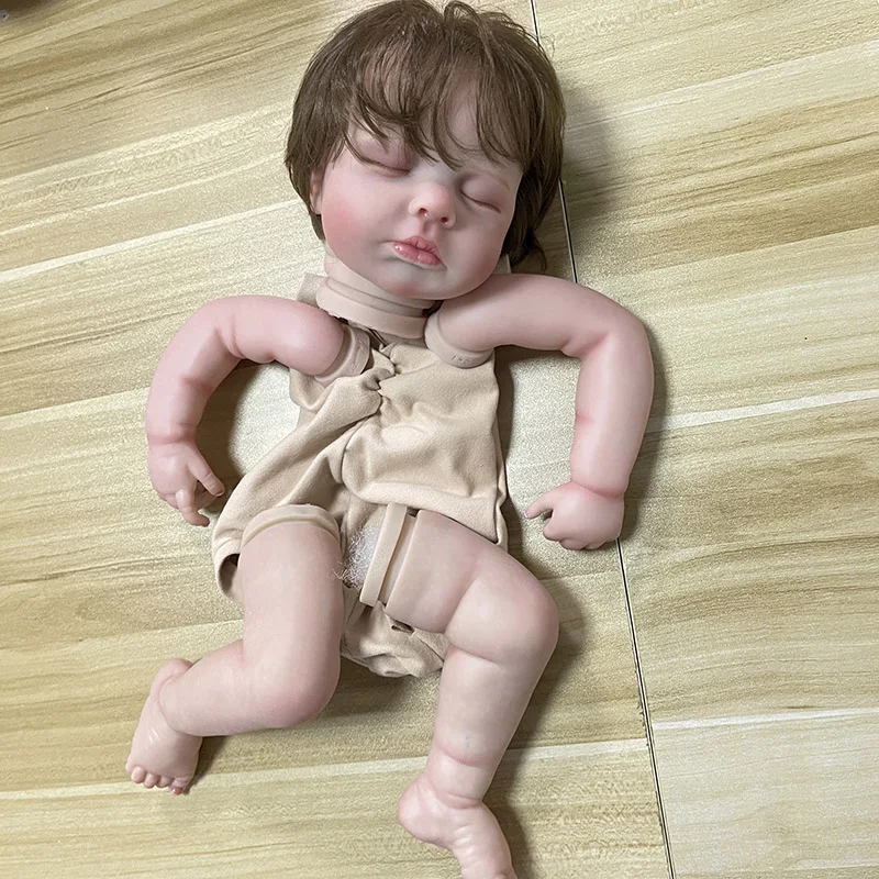 19 Zoll unvollendete bemalte wieder geborene Puppe Kit Loulou lebensechte 3D-Haut Venedig mit verwurzelten Haaren hochwertige Muñeca Kit wieder geboren