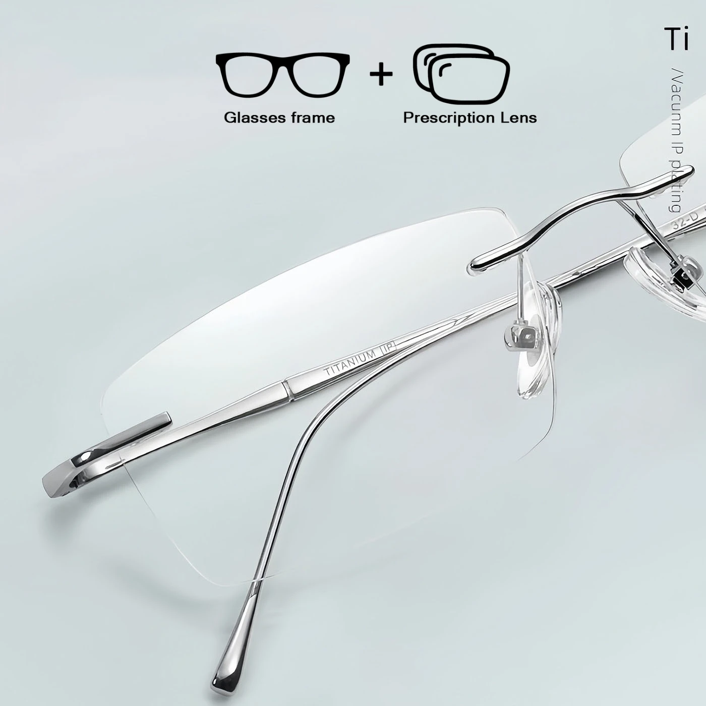 YONGLAN Men and Women Optical Prescription Rimless Glasses Titanium Alloy Myopia Hyperopia Progressive Multifocal Eyeglasses