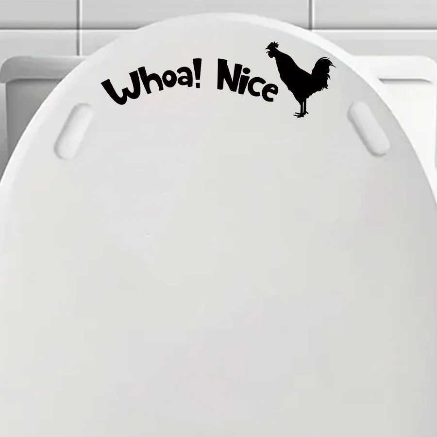 5Pcs Funny Waterproof Toilet Lid Sticker Removable Rooster Quote Vinyl Decal For Bathroom Home Decor