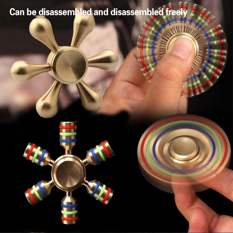 Girador arco-íris metal cobre rolamento spinner latão fidget spinner para autismo adulto anti aliviar o estresse mão spinner brinquedo spiner