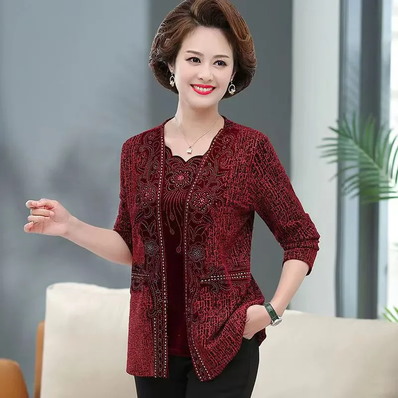 وهمية قطعتين سترة المرأة 2025 الخريف الربيع طويلة الأكمام سترة عالية الجودة الديكور سترة للنساء #3