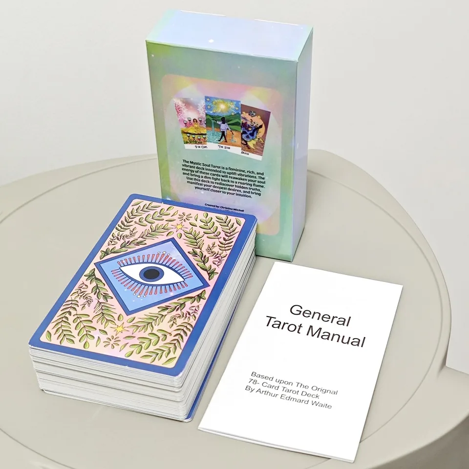 12*7cm Mystic Soul Tarot 78 Pcs Cards with Guidebook - Vibrant