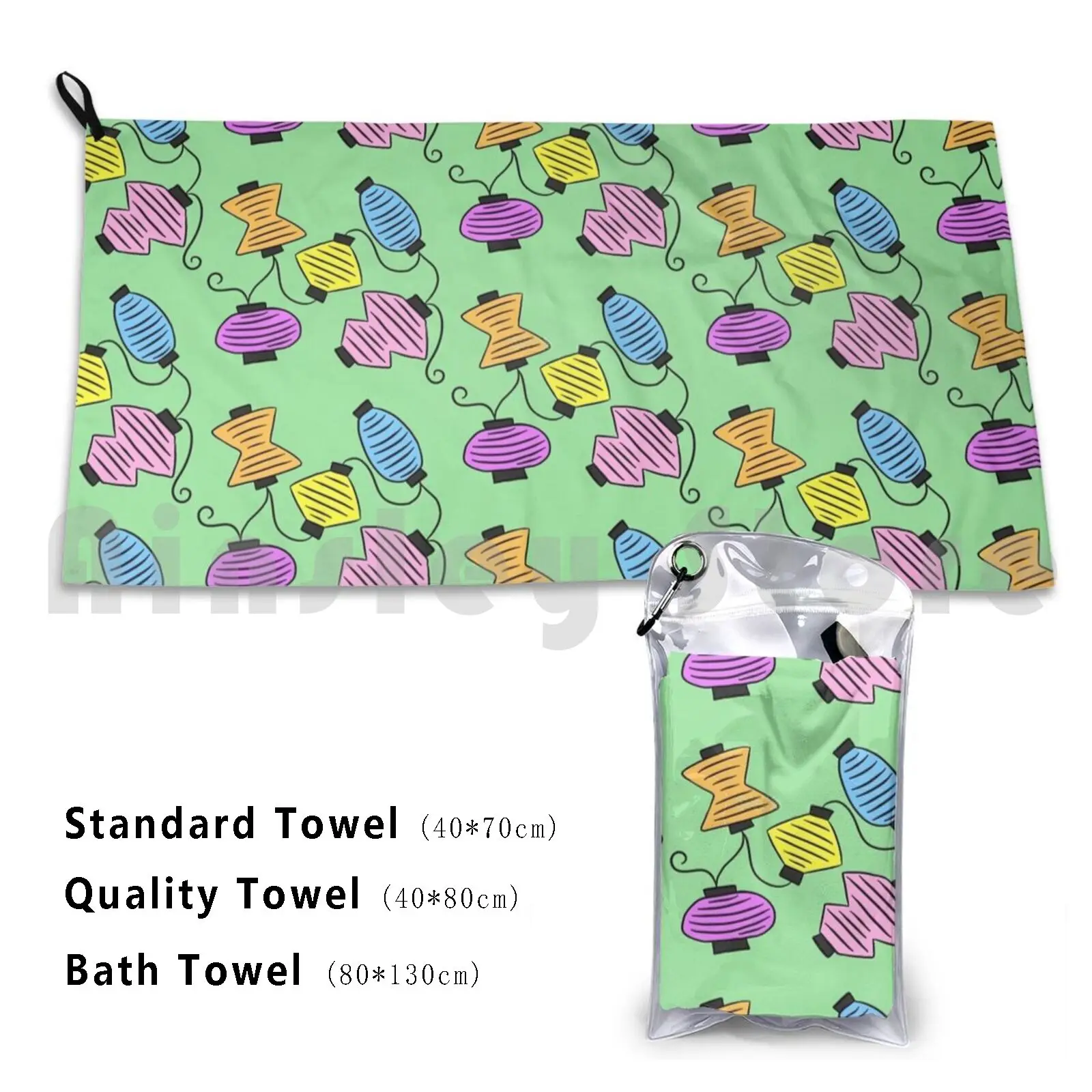 Party Lanterns Custom Towel Bath Towel Garden Party Birthday Party Tea Party Colorful Rainbow Unbirthday