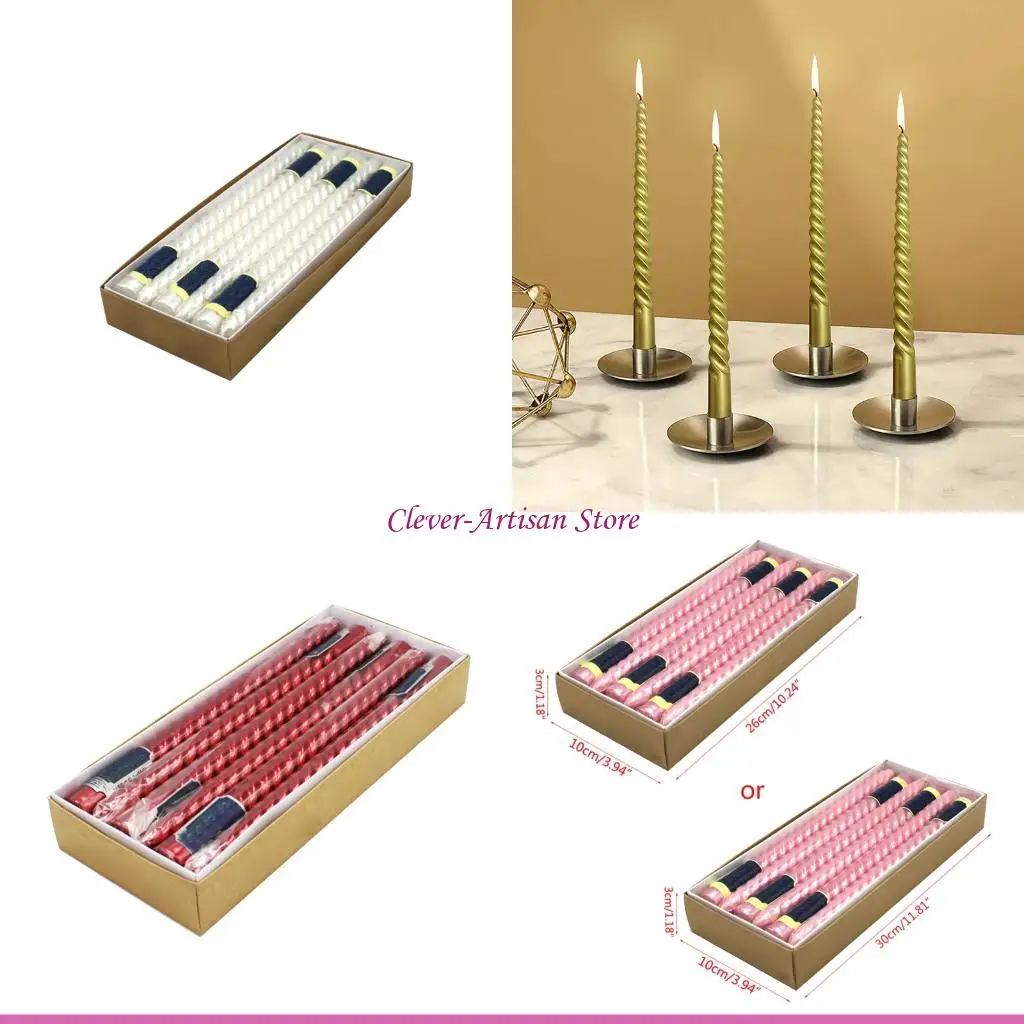 

E06B 12 шт., скрученные вручную спиральные конусные свечи на все случаи жизни, отлично подходят в качестве подарков для подарки