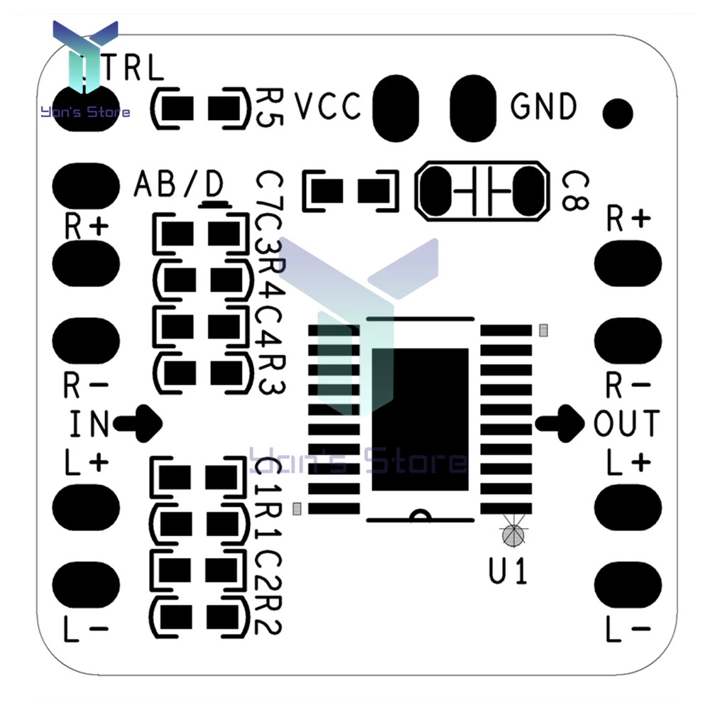 Differential Power Amplifier Board 2x10W Digital Class D Audio Power Amplifier HT8697 Differential Input 3.6-8.5V