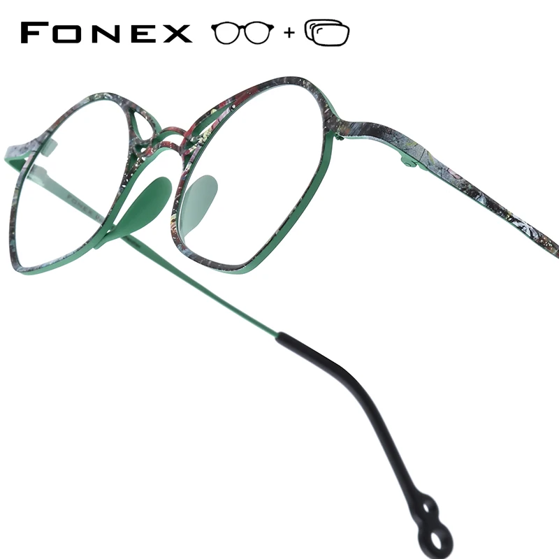 FONEX Progressive Prescription Glasses Photochromic Myopia Optical Lens Eyewear Men Irregular Eyeglasses Titanium Women 85936
