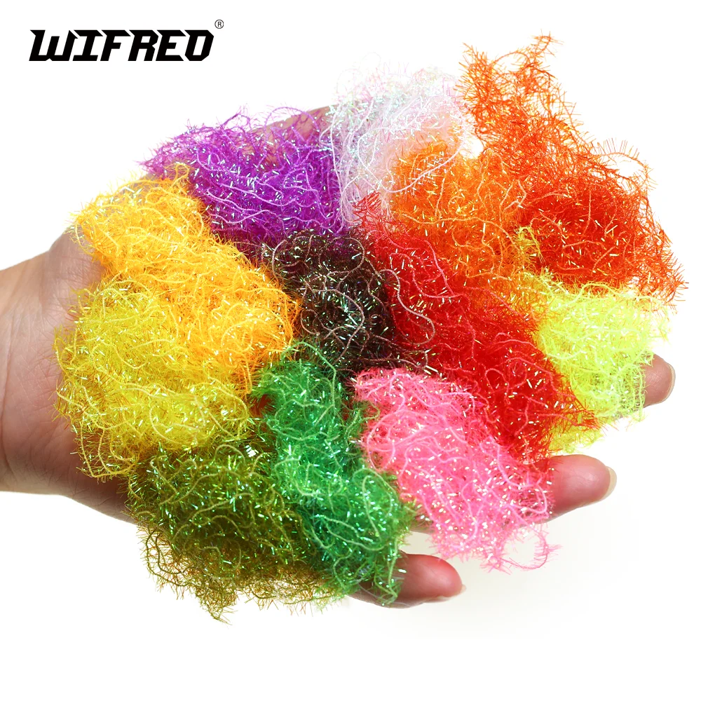 Wifreo 8M 6mm Wide Cactus Chenille Pearlescent Flash Chenille Fly Tying Material for Woolly Buggers Jig Nymph Streamer Flies