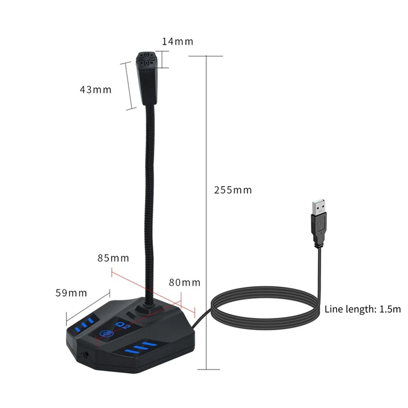 Q2 Desktop Gooseneck Condenser Microphone XLR Conference Microphone For Meetings/Voice/Games, 3.5Mm Easy To Use