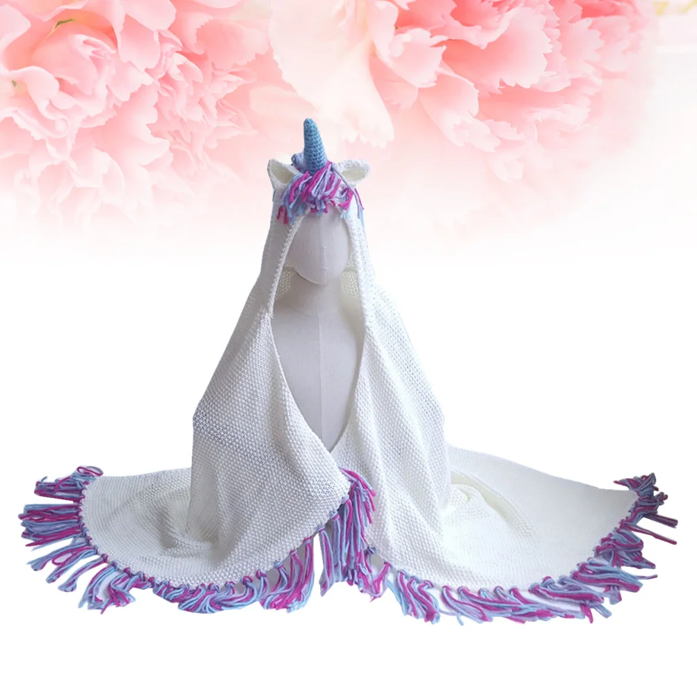 Colorful Unicorn Wool Knitted Blanket Cozy Skin-Friendly Crochet Sleeping Cover for Kids Warm Breathable Blanket