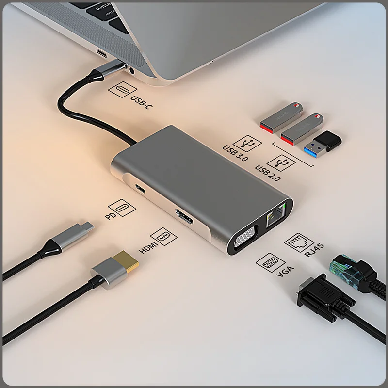 

7 in 1 Type-C Docking Station USB HUB 3.0 / HD 4K Docking Station For Xiaomi Lenovo Macbook Pro