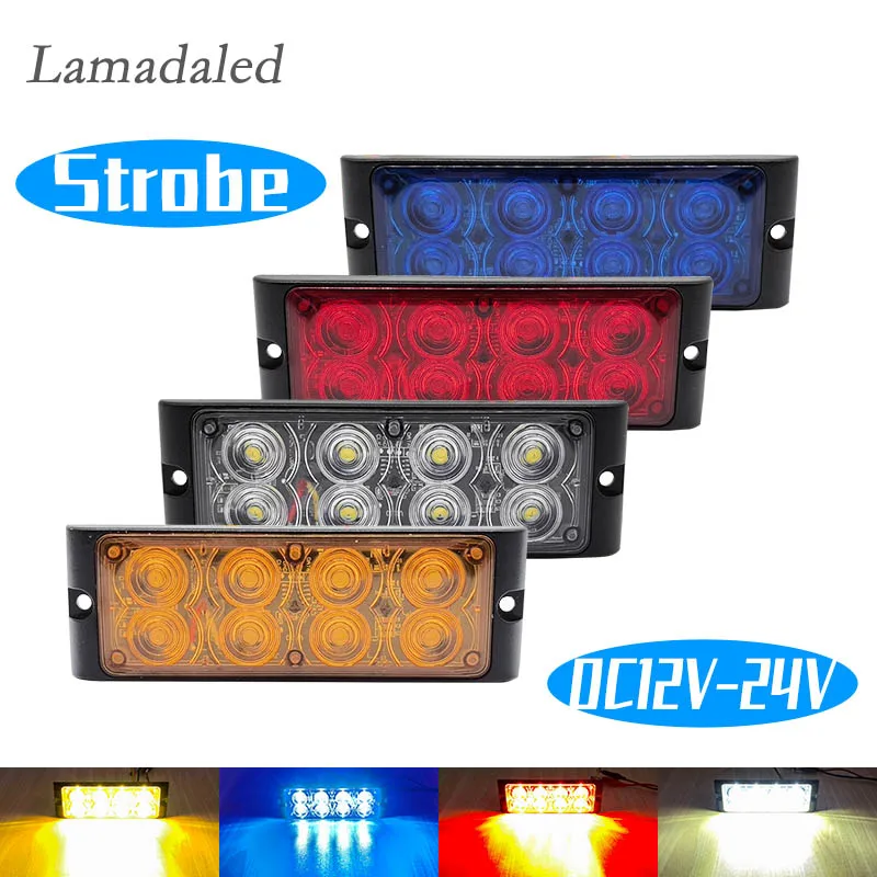 

8led police strobe lights thin car truck trailer side marker lamp waterproof automobiles led emergency hazard warning light