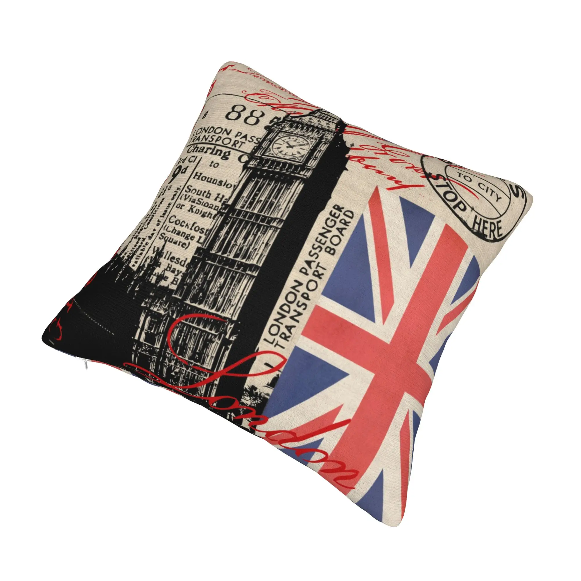 Nordic Retro Vintage London Cushion Cover Soft UK British Flag Pillow Case Home Decorative