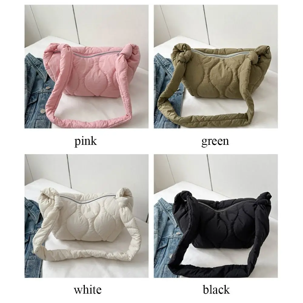 Women Large Capacity Quilted Tote Bags Down Cotton Padded Shoulder Bags Messenger Bag Fashion Girls Underarm Bags Puffy Handbags