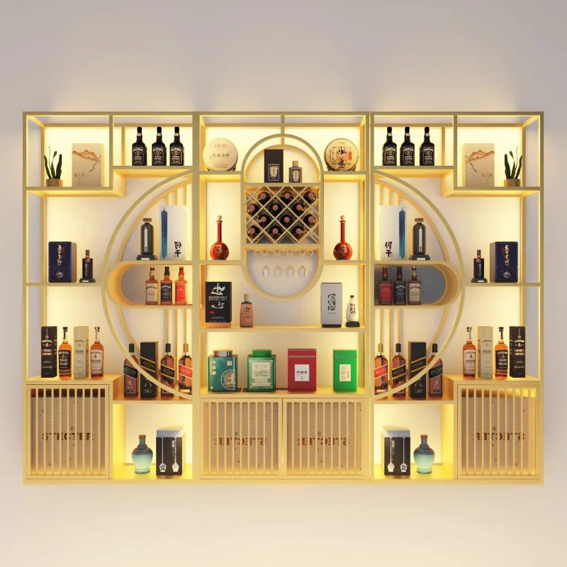Tobacco and wine store, wine cellar, wine rack, light luxury new Chinese winery