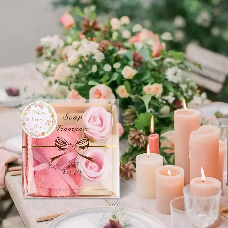 【Beautiful】1Set Towel Bear Soap Flower Gift Box,Valentine's Day,Wedding,Mother's Day Christmas Gift Birthday Party Baby Shower