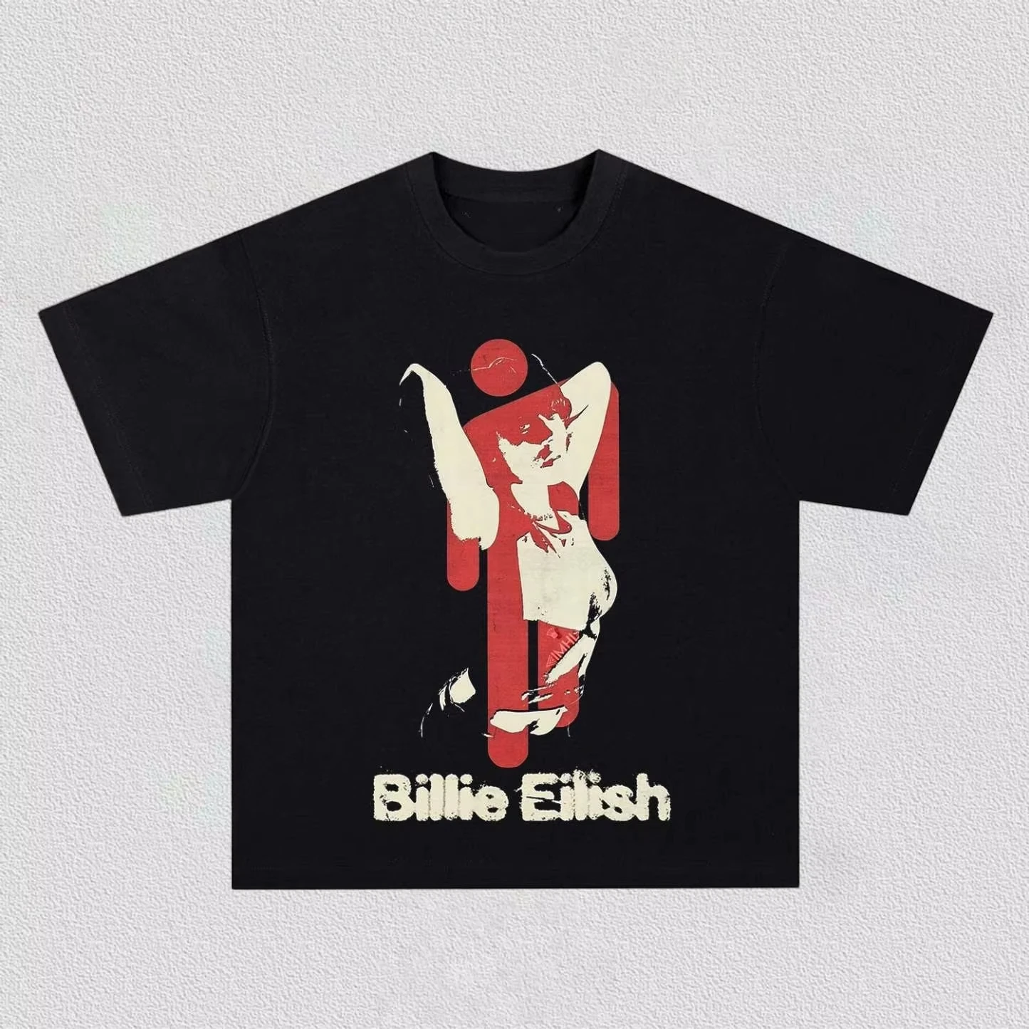 Billie Eilish Muster-Sommer-T-Shirt, bedrucktes Muster-T-Shirt, Y2K, locker, beliebt, Street-Casual, bequem, kurzärmeliges Hemd – Detail 3