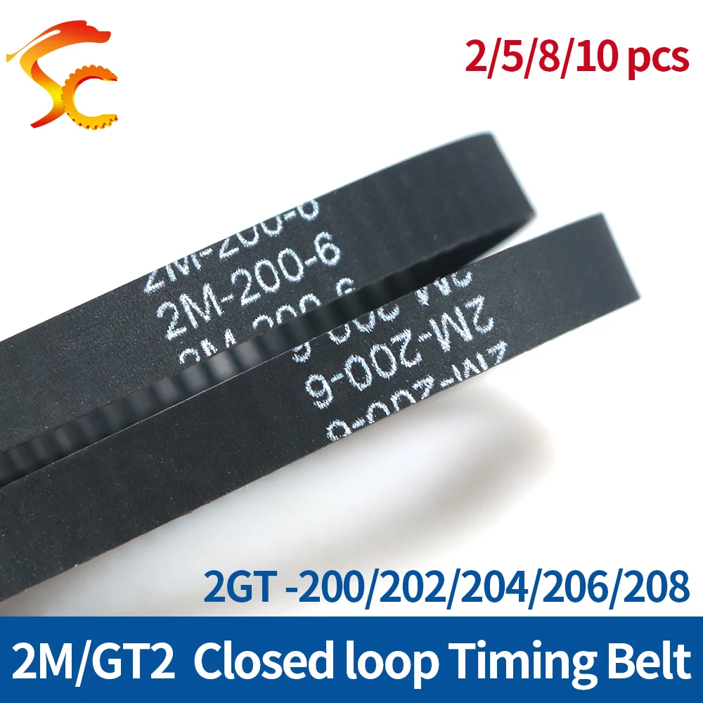 3D Printer Labeling Machine 2M GT2 Rubber Synchronous Belt Length 2GT 200/202/204/206/208 Belt Width 3/6/9/10mm