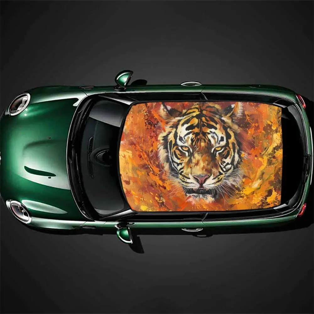 

Fire King: The fantastic burning passion of the tiger's shadow car vinyl wraps, vinyl car roof graphics, vinyl material, creatin