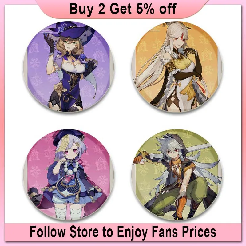 Genshin Impact Lapel Pins Cute Anime Figure Shikanoin Heizou Yelan Badge Fashion Jewelry Accessories Brooch Backpack Decoration