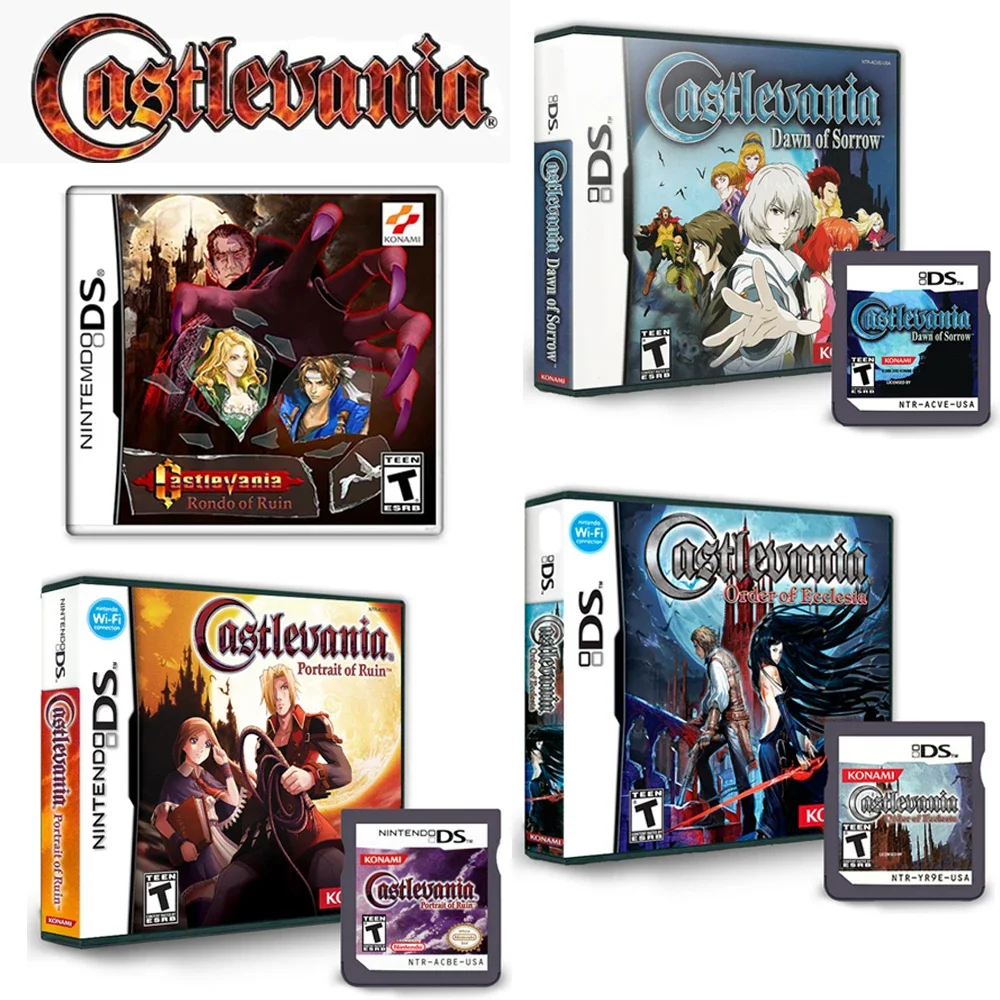 بطاقة ألعاب NDS Castlevania Series Card Castlevania Rondo of Ruin Order of Ecclesia USA إصدار (إصدار بطاقة R4) لـ NDSL 2DS 3DS