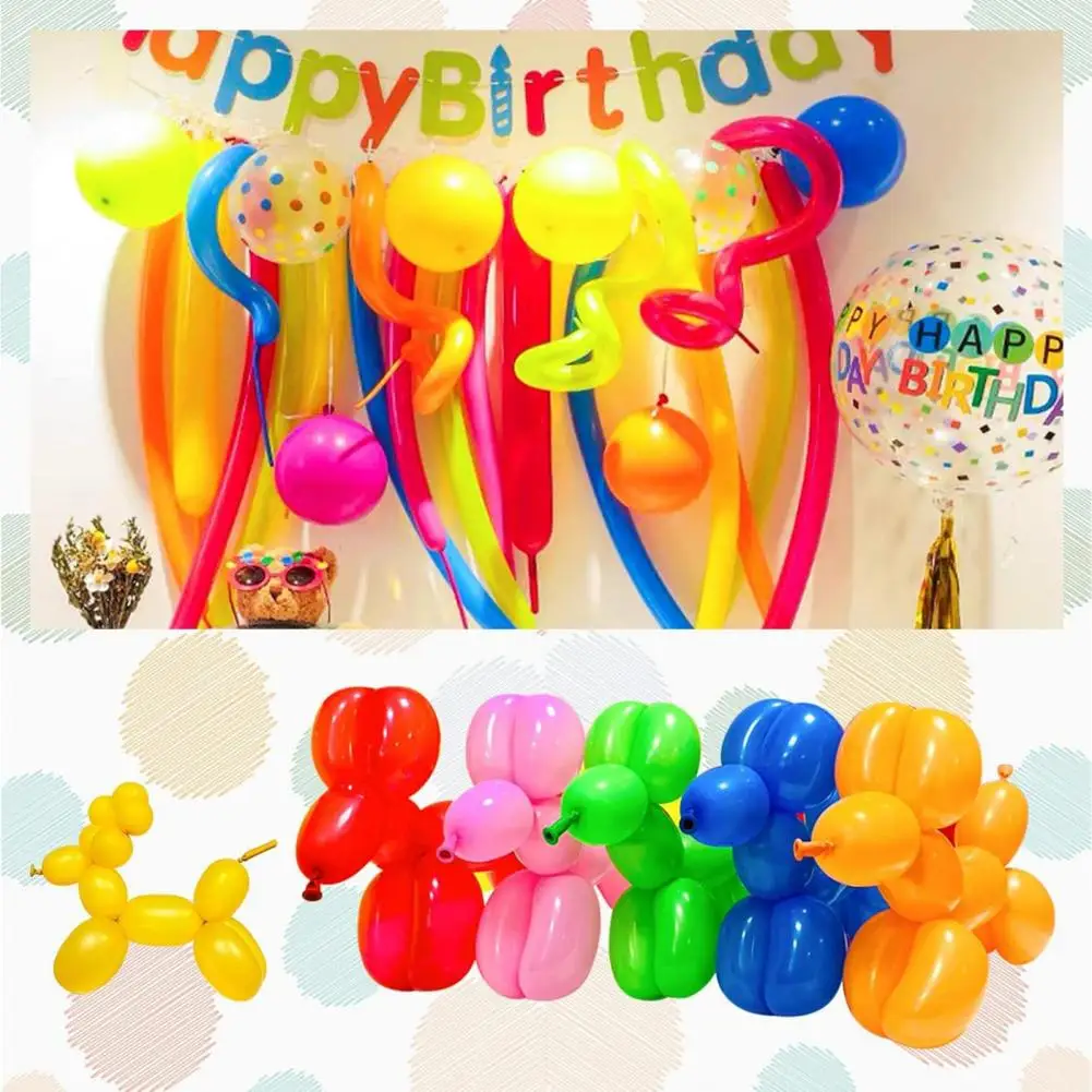 Globos largos de látex para niños, suministros de fiesta para cumpleaños, boda, 100 piezas