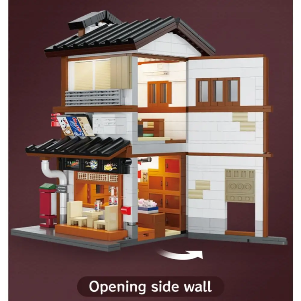 Set da costruzione Izakaya in stile giapponese C66019W: 1195 pezzi Regalo modulare illuminato per adolescenti e adulti