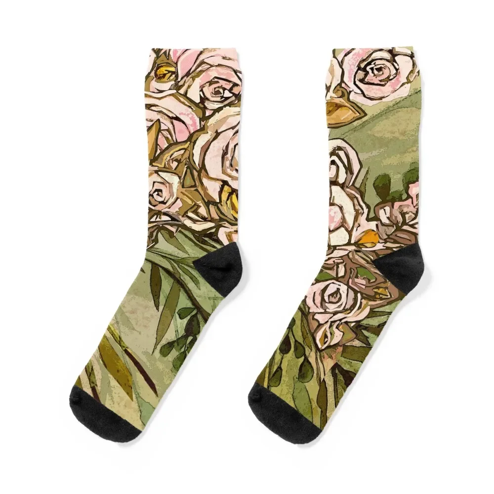 Vintage Cabbage Rose Socks kawaii Crossfit cartoon Men Socks Luxury Brand Women's