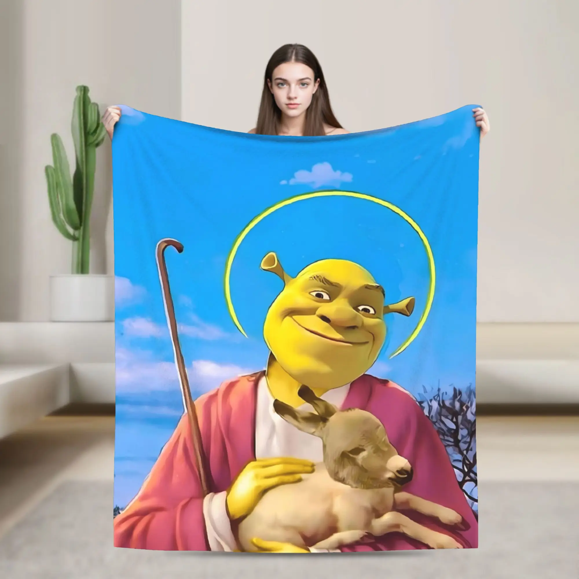 

Shreks Saviour Funny Memes Blanket Fleece Print Breathable Lightweight Throw Blankets for Bed Travel Bedspread