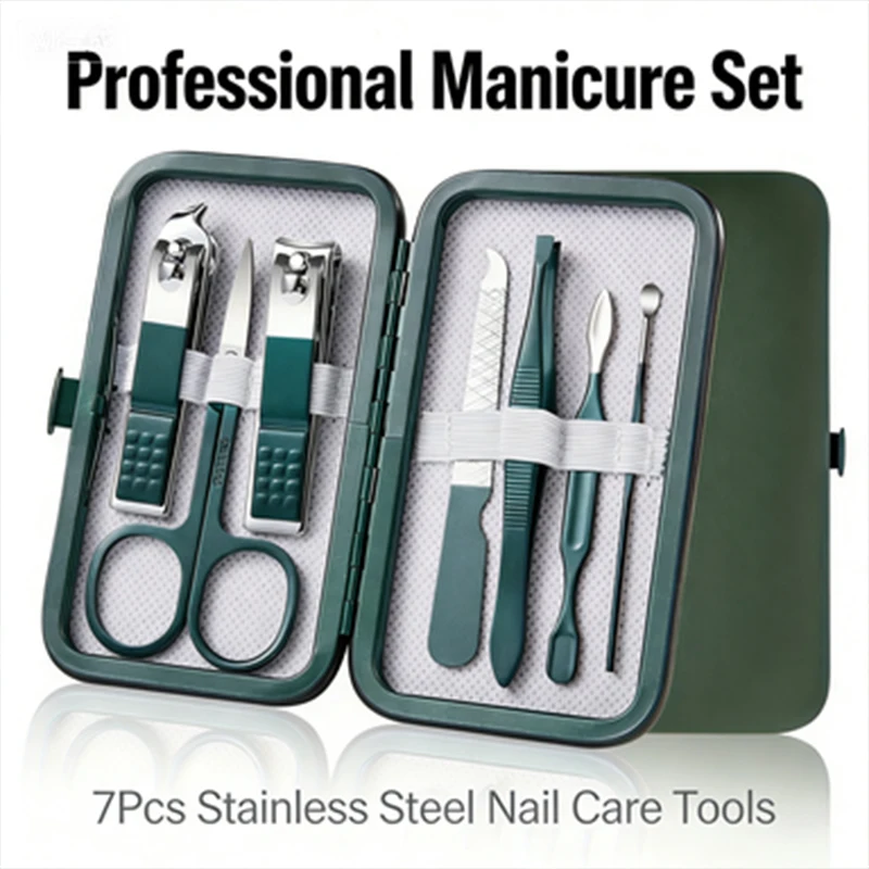 

Professional 7-18 Piece Nail Care Kit Stainless Steel Manicure Nail Clippers High Aesthetic Value Portable and Practica Tools