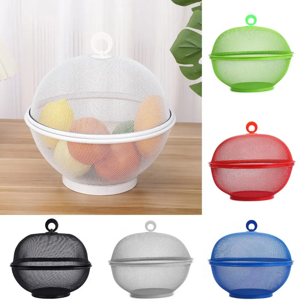 Mesh Fruit Basket With Lid Prevent Fly Stainless Steel Kitchen Drain Basket Vegetables Fruit Holder Kitchen Supplies 그물코 과일 바구니