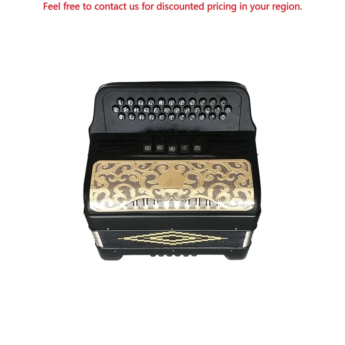 

SEASOUND Professional 12 Bass 5 Registers Accordion Instrument OEM JB3412D 34 Button Matt Black Acordeon Gold Grill Black