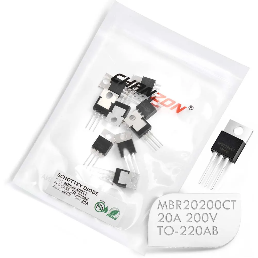 10 Pcs Chanzon MBR20200CT Schottky Barrier Rectifier Diodes 20A 200V TO-220AB TO-220 20 Amp 200 Volt