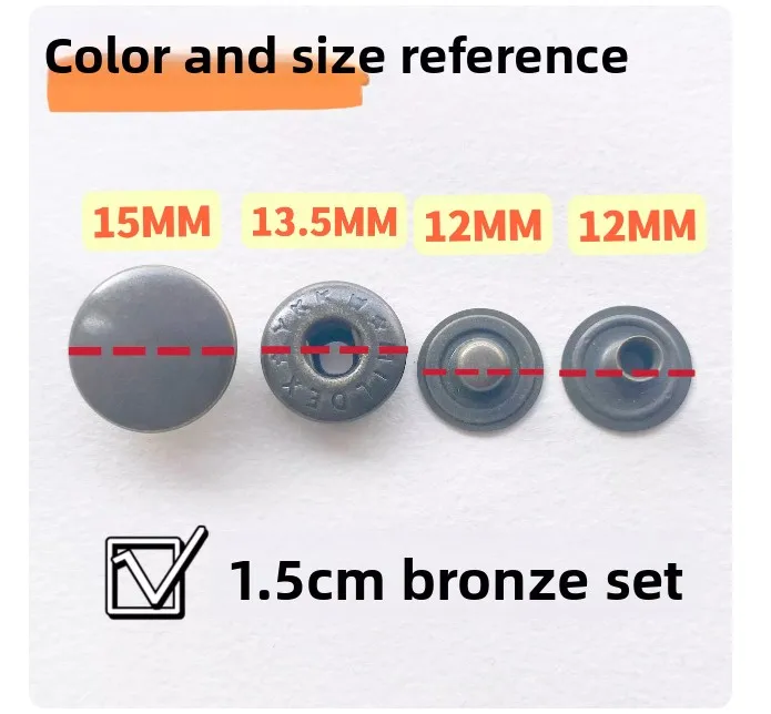 

YKK Metal Copper Four-in-one Buckle, Strong S-type Spring Four-in-one Buckle, Copper Button,SW65 Bronze 15mm 10 Sets