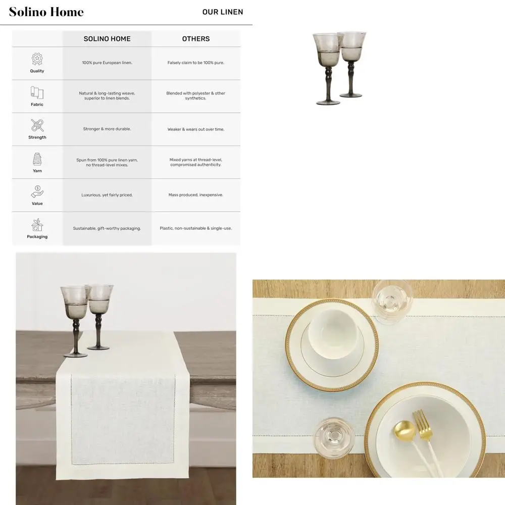 

Скатерть из чистого льна 14 x 108 цвета слоновой кости на осень, День Благодарения и Рождество.