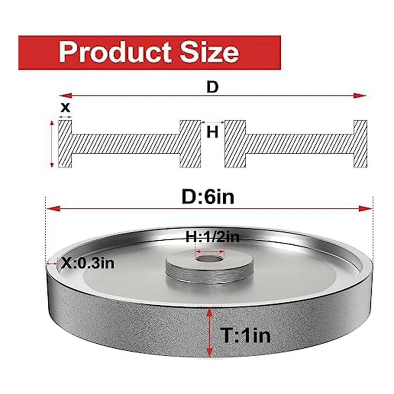 CBN Grinding Wheel, 6 Inch Dia X 1 Inch Wide X 1/2 Inch Bore For Sharpening Woodturning Tools,Bench Grinders