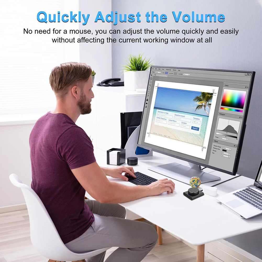 USB Volume Control Knob PC Computer Speaker Audio Volume Controller with Play/Pause/Back/Forward Audio Controller for Win/Mac OS