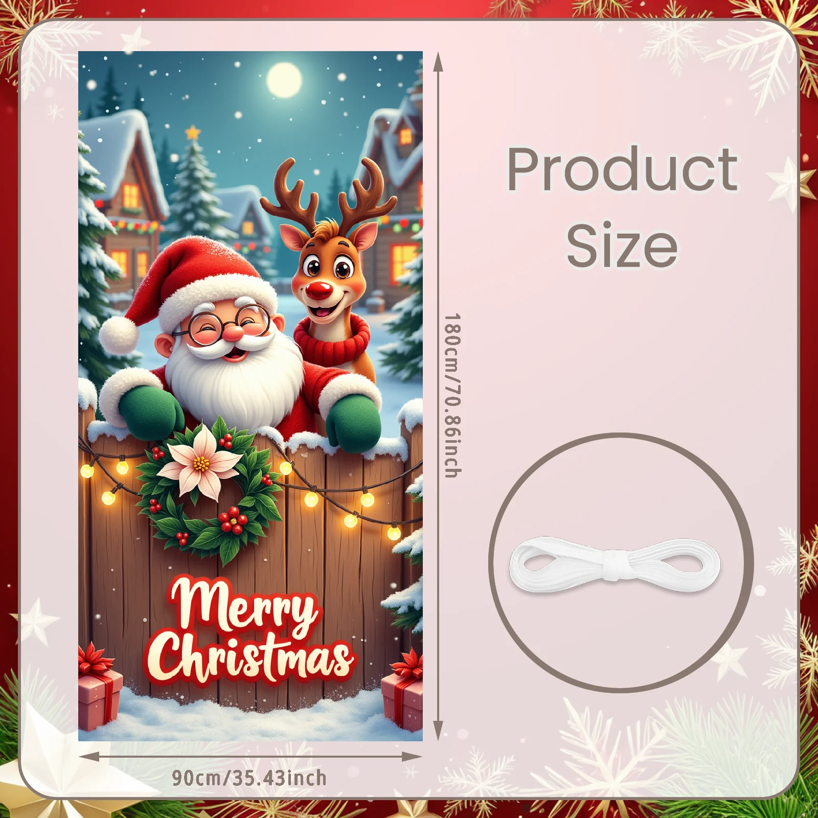 البوليستر عيد الميلاد راية سانتا كلوز الرنة أضواء الزخرفية الاحتفال لعطلة حزب ديكور المنزل الشتاء الحدث