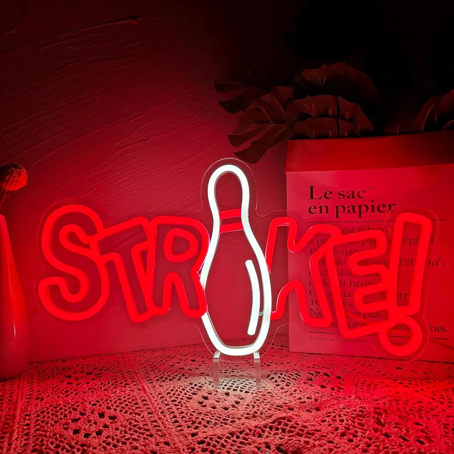 

Bowling Neon Sign LED Neon Wall Decor for Bedroom Game Room Bowling Room Themed Party Man Cave Club Pub Bar Store USB Dimmable