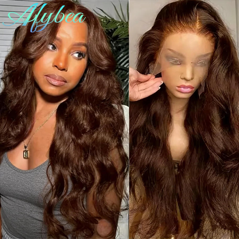 

210 Плотность Шоколадно-коричневый 13x6 Парики из натуральных волос Hd Парики из натуральных волос с объемной волной Предварительно выщипанные бразильские кружевные волосы Парик для женщин