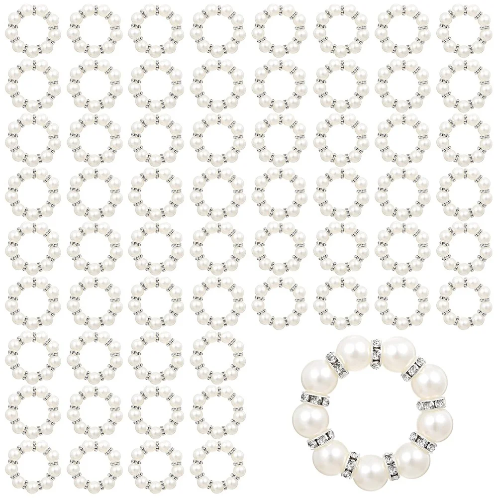 Pearl Napkin Rings Imitation Pearl Beaded Rhinestone Napkin RingJAS